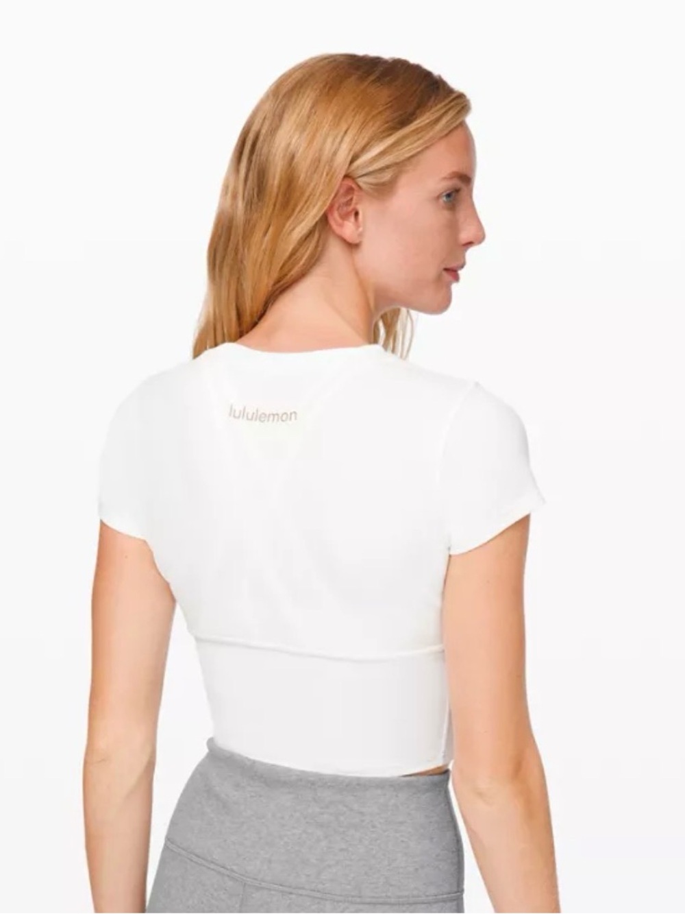 lululemon athletica White Short Sleeve Cropped Top
